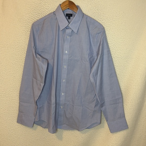 J Crew Bowery wrinkle-free dress shirt with‎ point collar Mens Medium Blue - Picture 1 of 11
